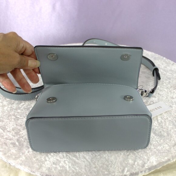 Guess Zaria Mini Top Handle Crossbody – Slate Blue with Floral Appliqués - Picture 6 of 8